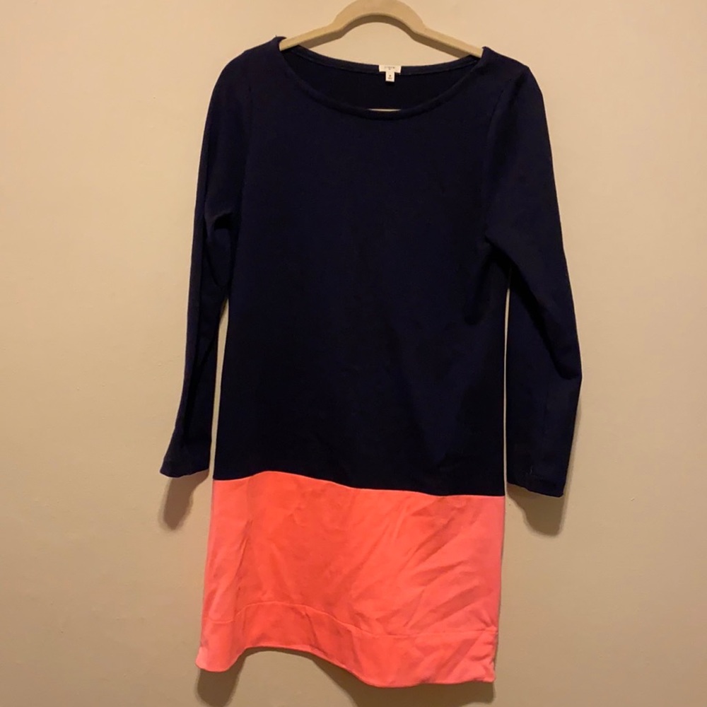 J Crew Navy and Orange Cotton Dress
